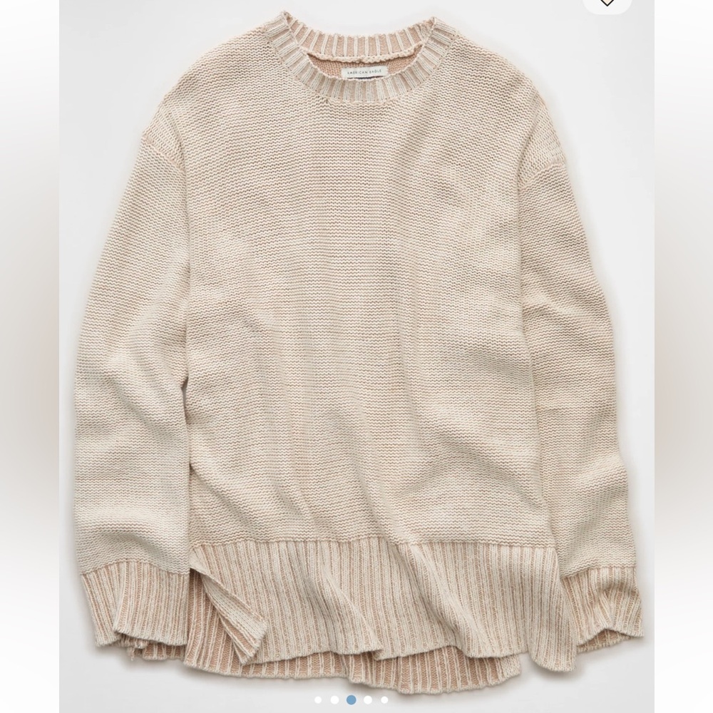 NWT American Eagle Cream Women's Long Weekend Pullover Sweater size M